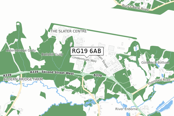 RG19 6AB map - small scale - OS Open Zoomstack (Ordnance Survey)