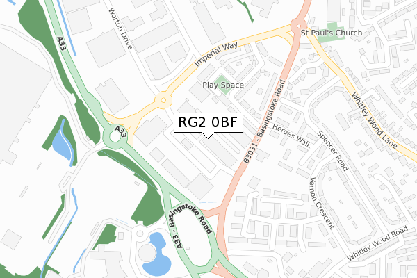 RG2 0BF map - large scale - OS Open Zoomstack (Ordnance Survey)