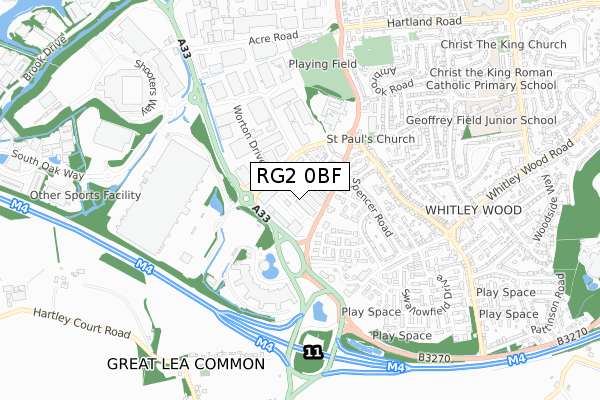 RG2 0BF map - small scale - OS Open Zoomstack (Ordnance Survey)