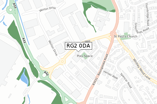 RG2 0DA map - large scale - OS Open Zoomstack (Ordnance Survey)