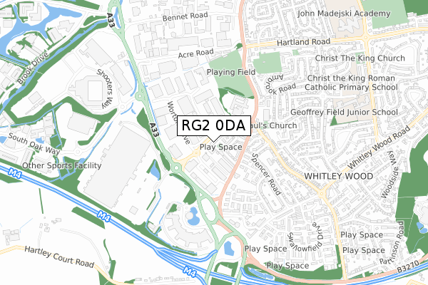 RG2 0DA map - small scale - OS Open Zoomstack (Ordnance Survey)