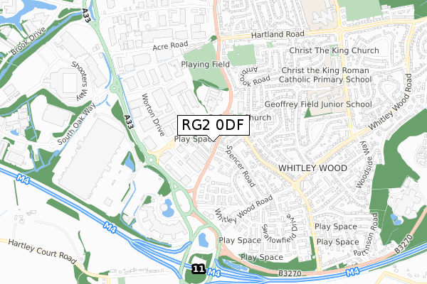 RG2 0DF map - small scale - OS Open Zoomstack (Ordnance Survey)