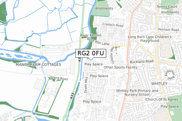 RG2 0FU map - small scale - OS Open Zoomstack (Ordnance Survey)