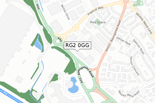 RG2 0GG map - large scale - OS Open Zoomstack (Ordnance Survey)