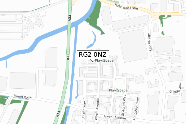 RG2 0NZ map - large scale - OS Open Zoomstack (Ordnance Survey)