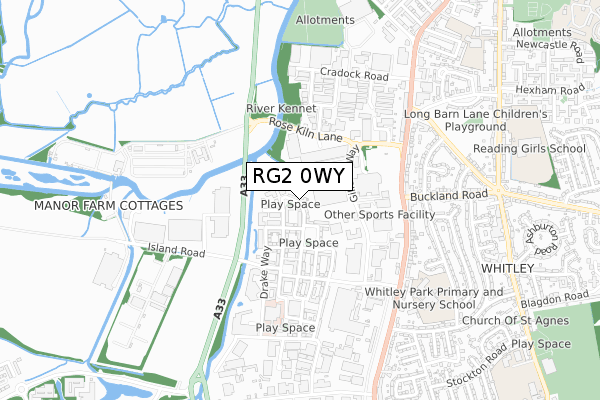 RG2 0WY map - small scale - OS Open Zoomstack (Ordnance Survey)