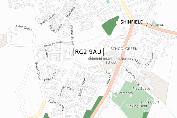 RG2 9AU map - large scale - OS Open Zoomstack (Ordnance Survey)