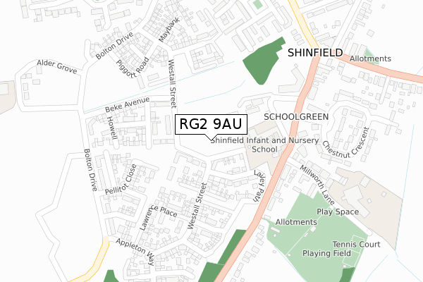 RG2 9AU map - large scale - OS Open Zoomstack (Ordnance Survey) RG2 9AU map - large scale - OS Open Zoomstack (Ordnance Survey)