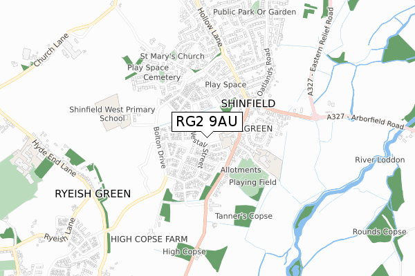 RG2 9AU map - small scale - OS Open Zoomstack (Ordnance Survey)