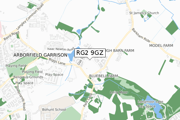 RG2 9GZ map - small scale - OS Open Zoomstack (Ordnance Survey)