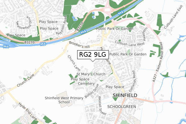 RG2 9LG map - small scale - OS Open Zoomstack (Ordnance Survey)