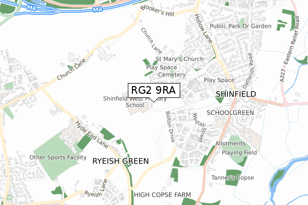 RG2 9RA map - small scale - OS Open Zoomstack (Ordnance Survey)
