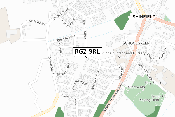 RG2 9RL map - large scale - OS Open Zoomstack (Ordnance Survey)
