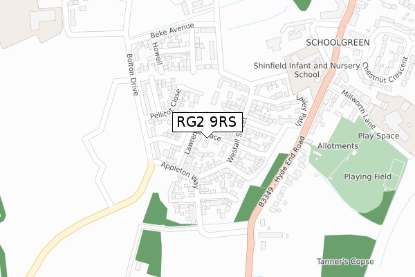 RG2 9RS map - large scale - OS Open Zoomstack (Ordnance Survey)