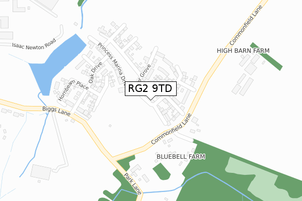 RG2 9TD map - large scale - OS Open Zoomstack (Ordnance Survey)