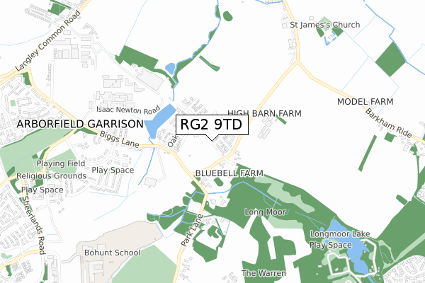 RG2 9TD map - small scale - OS Open Zoomstack (Ordnance Survey)