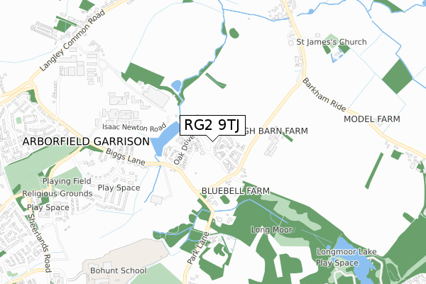 RG2 9TJ map - small scale - OS Open Zoomstack (Ordnance Survey)