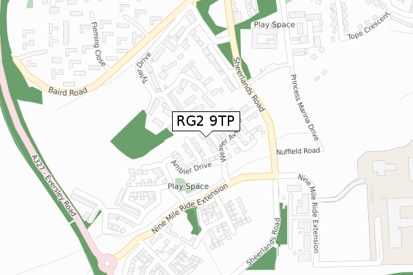 RG2 9TP map - large scale - OS Open Zoomstack (Ordnance Survey)