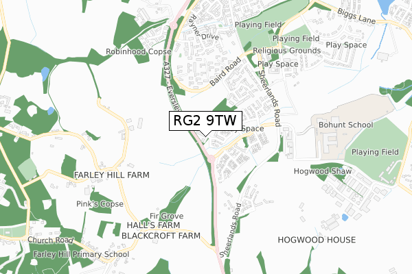 RG2 9TW map - small scale - OS Open Zoomstack (Ordnance Survey) RG2 9TW map - small scale - OS Open Zoomstack (Ordnance Survey)