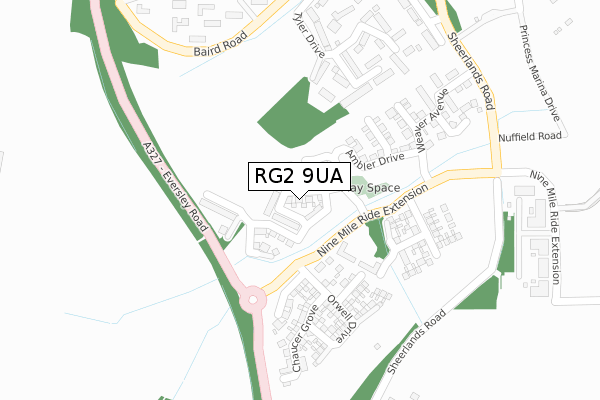 RG2 9UA map - large scale - OS Open Zoomstack (Ordnance Survey)