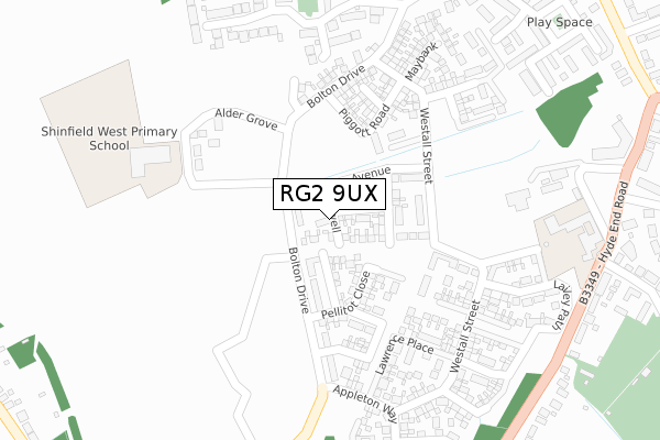 RG2 9UX map - large scale - OS Open Zoomstack (Ordnance Survey)