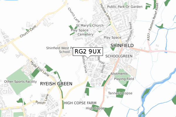 RG2 9UX map - small scale - OS Open Zoomstack (Ordnance Survey)