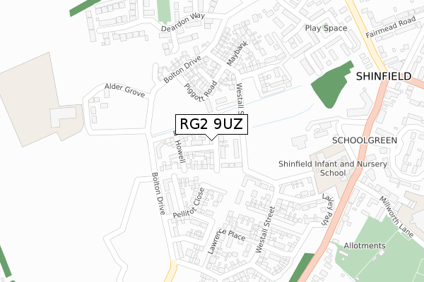 RG2 9UZ map - large scale - OS Open Zoomstack (Ordnance Survey)