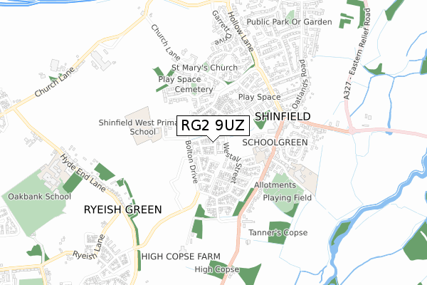 RG2 9UZ map - small scale - OS Open Zoomstack (Ordnance Survey)
