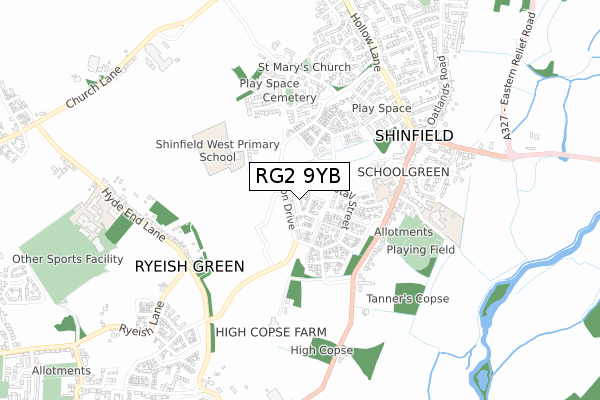 RG2 9YB map - small scale - OS Open Zoomstack (Ordnance Survey)