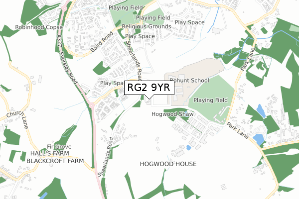 RG2 9YR map - small scale - OS Open Zoomstack (Ordnance Survey)
