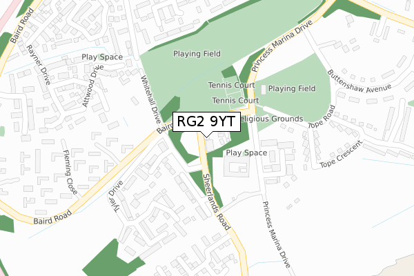 RG2 9YT map - large scale - OS Open Zoomstack (Ordnance Survey) RG2 9YT map - large scale - OS Open Zoomstack (Ordnance Survey)