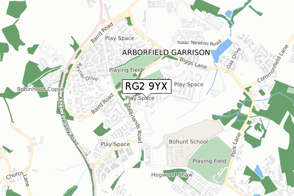 RG2 9YX map - small scale - OS Open Zoomstack (Ordnance Survey)