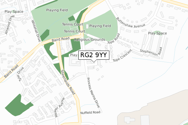 RG2 9YY map - large scale - OS Open Zoomstack (Ordnance Survey) RG2 9YY map - large scale - OS Open Zoomstack (Ordnance Survey)