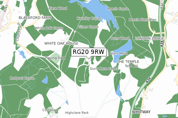 RG20 9RW map - small scale - OS Open Zoomstack (Ordnance Survey)