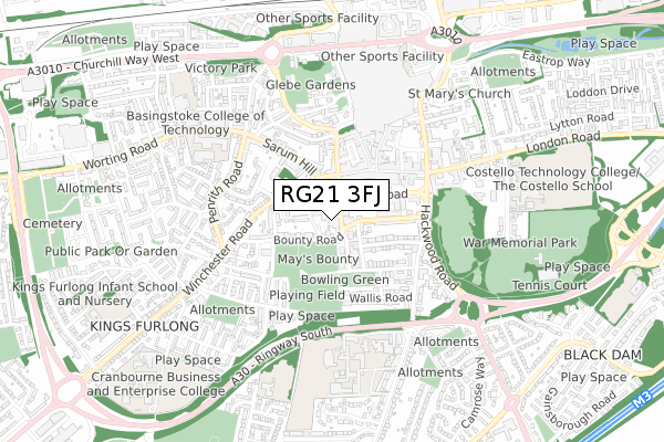 RG21 3FJ map - small scale - OS Open Zoomstack (Ordnance Survey) RG21 3FJ map - small scale - OS Open Zoomstack (Ordnance Survey)