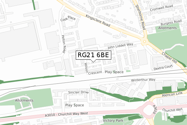 RG21 6BE map - large scale - OS Open Zoomstack (Ordnance Survey)