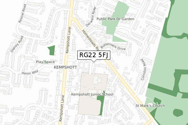 RG22 5FJ map - large scale - OS Open Zoomstack (Ordnance Survey) RG22 5FJ map - large scale - OS Open Zoomstack (Ordnance Survey)