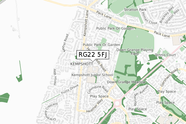 RG22 5FJ map - small scale - OS Open Zoomstack (Ordnance Survey) RG22 5FJ map - small scale - OS Open Zoomstack (Ordnance Survey)