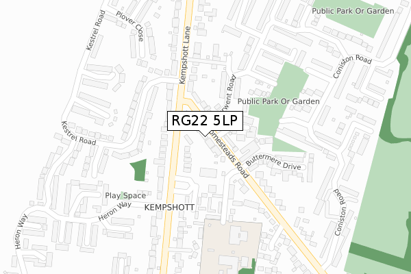 RG22 5LP map - large scale - OS Open Zoomstack (Ordnance Survey)