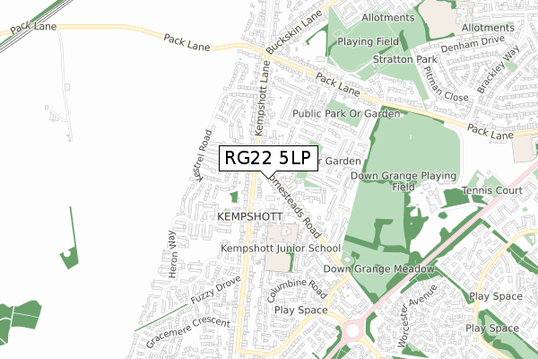 RG22 5LP map - small scale - OS Open Zoomstack (Ordnance Survey)