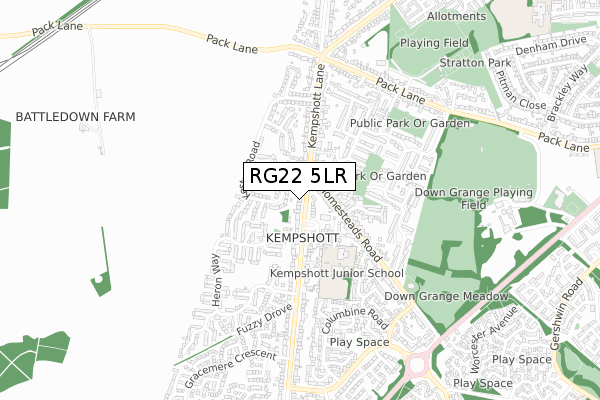 RG22 5LR map - small scale - OS Open Zoomstack (Ordnance Survey)