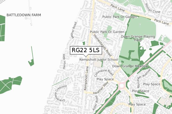 RG22 5LS map - small scale - OS Open Zoomstack (Ordnance Survey)