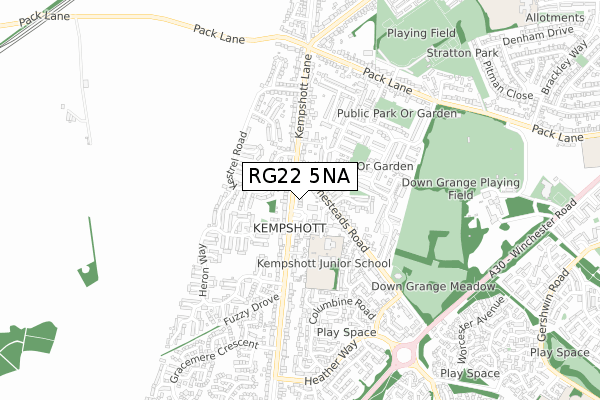 RG22 5NA map - small scale - OS Open Zoomstack (Ordnance Survey)