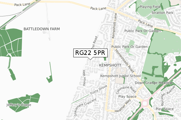 RG22 5PR map - small scale - OS Open Zoomstack (Ordnance Survey)