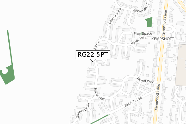 RG22 5PT map - large scale - OS Open Zoomstack (Ordnance Survey)