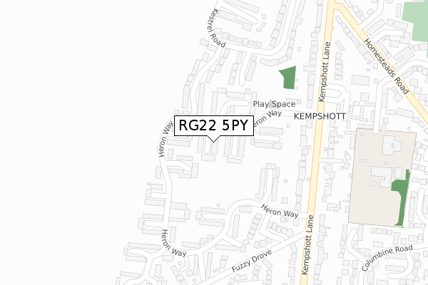 RG22 5PY map - large scale - OS Open Zoomstack (Ordnance Survey)