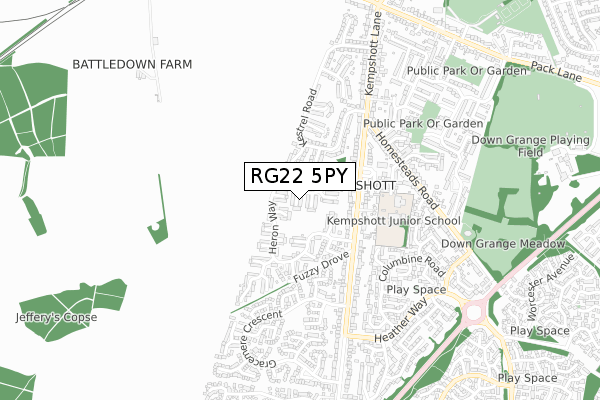 RG22 5PY map - small scale - OS Open Zoomstack (Ordnance Survey)