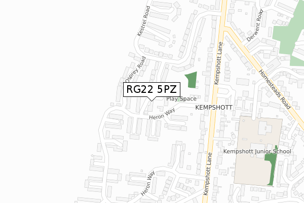 RG22 5PZ map - large scale - OS Open Zoomstack (Ordnance Survey)