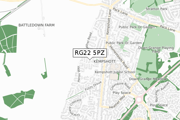 RG22 5PZ map - small scale - OS Open Zoomstack (Ordnance Survey)