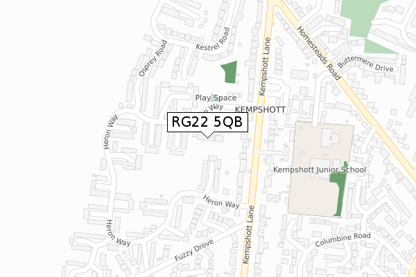 RG22 5QB map - large scale - OS Open Zoomstack (Ordnance Survey)